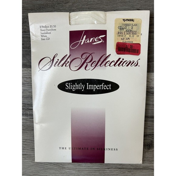 VTG 1995 Hanes Silk Reflections Pantyhose Sheer IMPERFECT White Sz CD - Picture 1 of 4